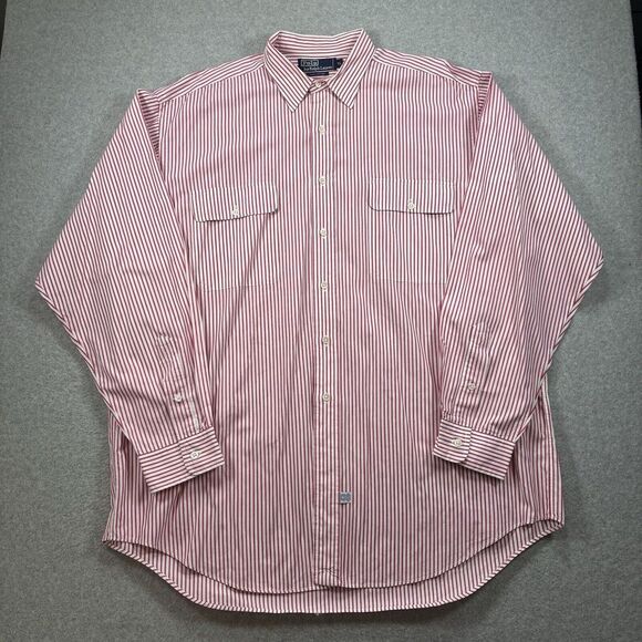Polo Ralph Lauren Other - Polo Ralph Lauren Shirt XL Mens Light Red Striped‎ 100% Cotton Long Sleeve